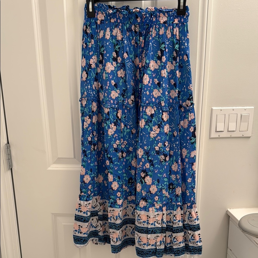 Floral Blue Maxi Skirt